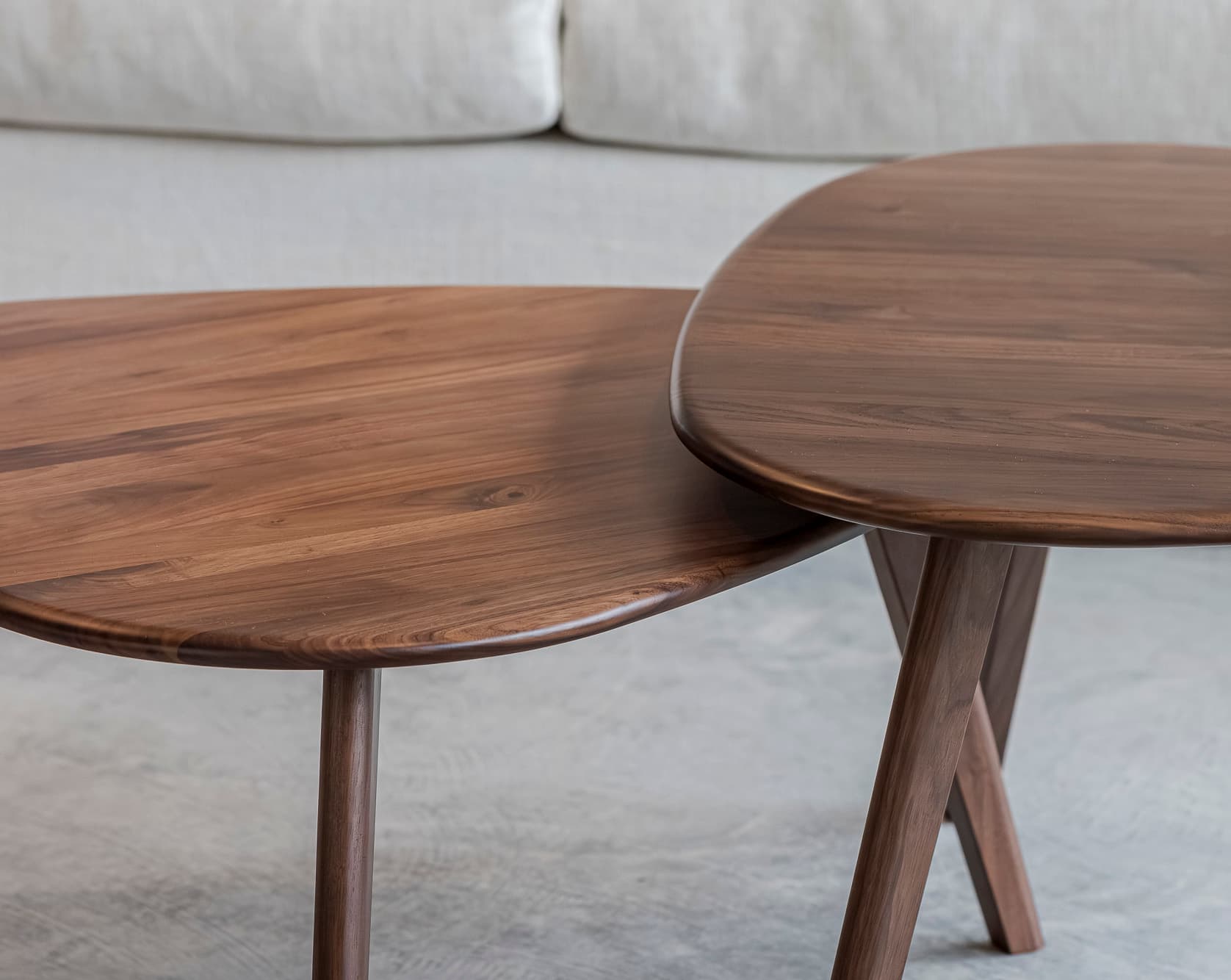 A close up of the grain on the sterling coffee table from Mansa Furniture made of solid black walnut