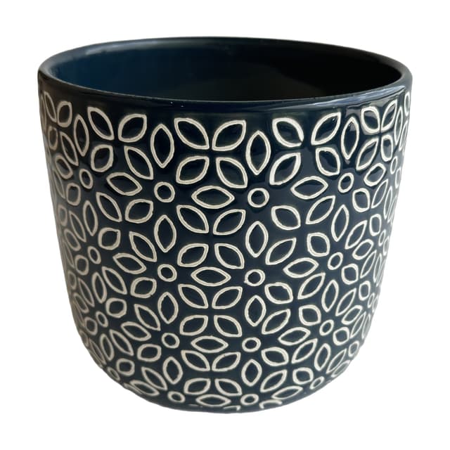 Ceramic Pot with Flower Pattern